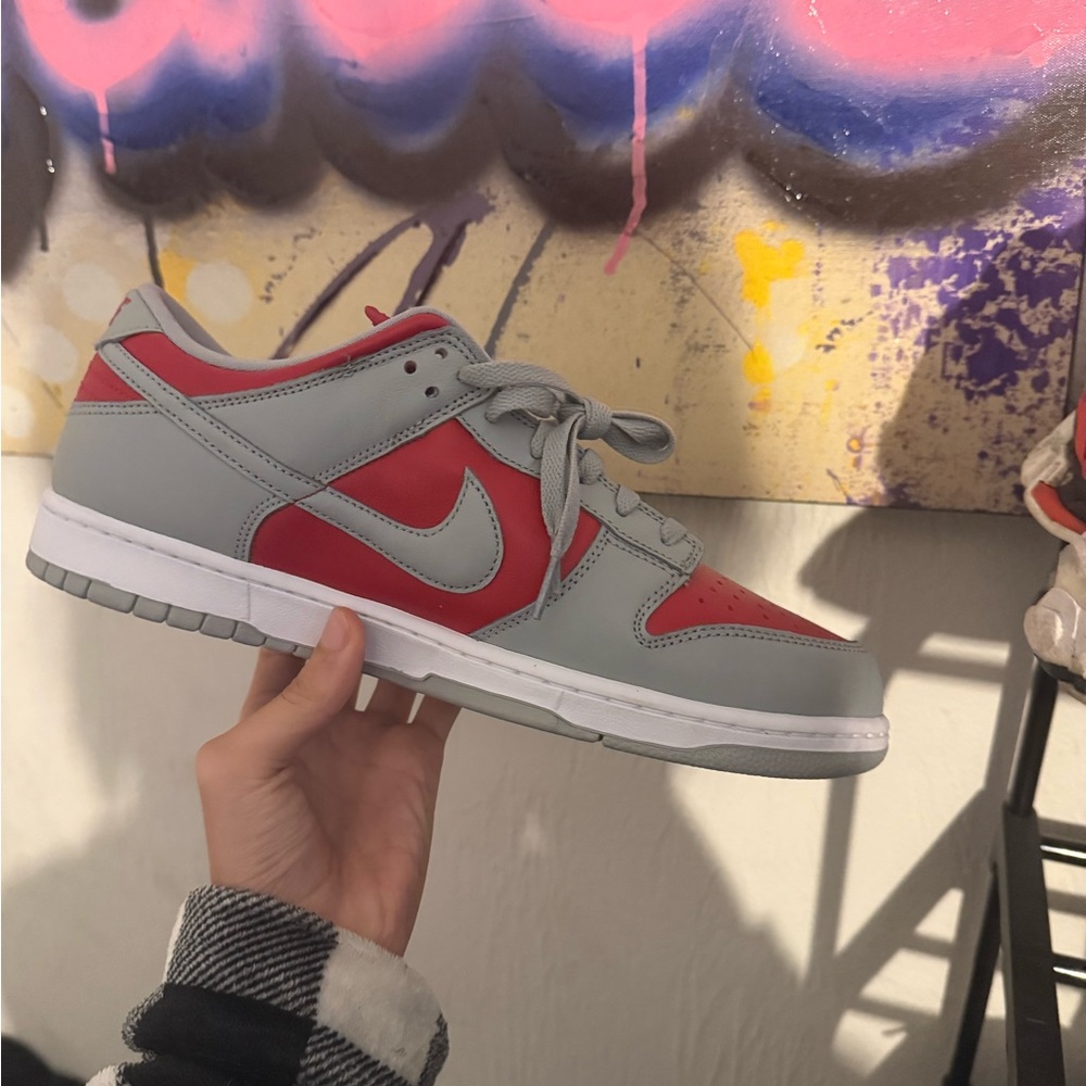 Nike Dunk Low Red and Gray Sneakers